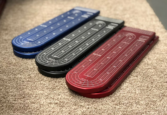 Blue, Black, Red Anodized Cribbage Board
